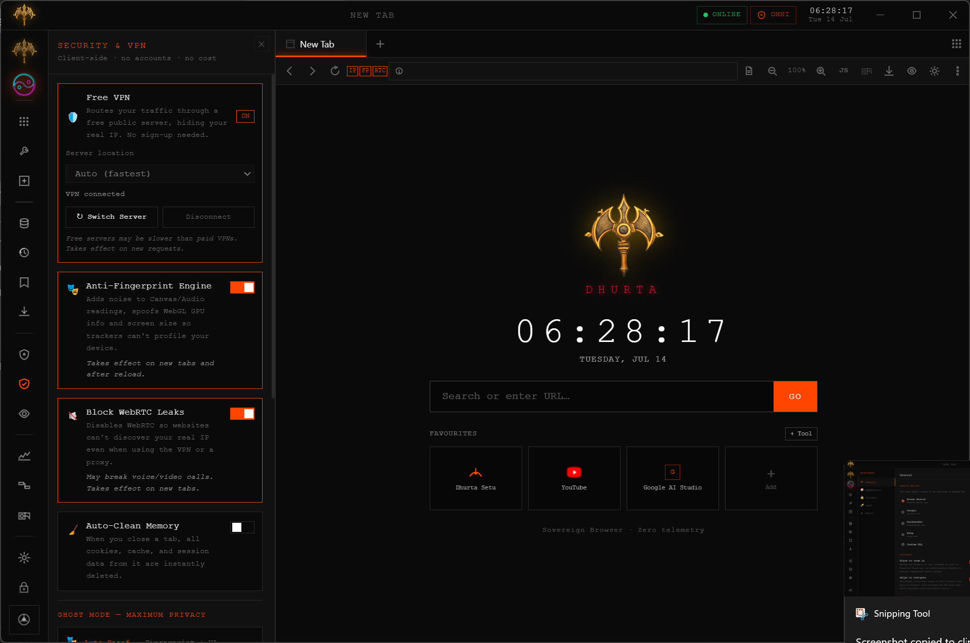 Dhurta Security and VPN panel, real capture